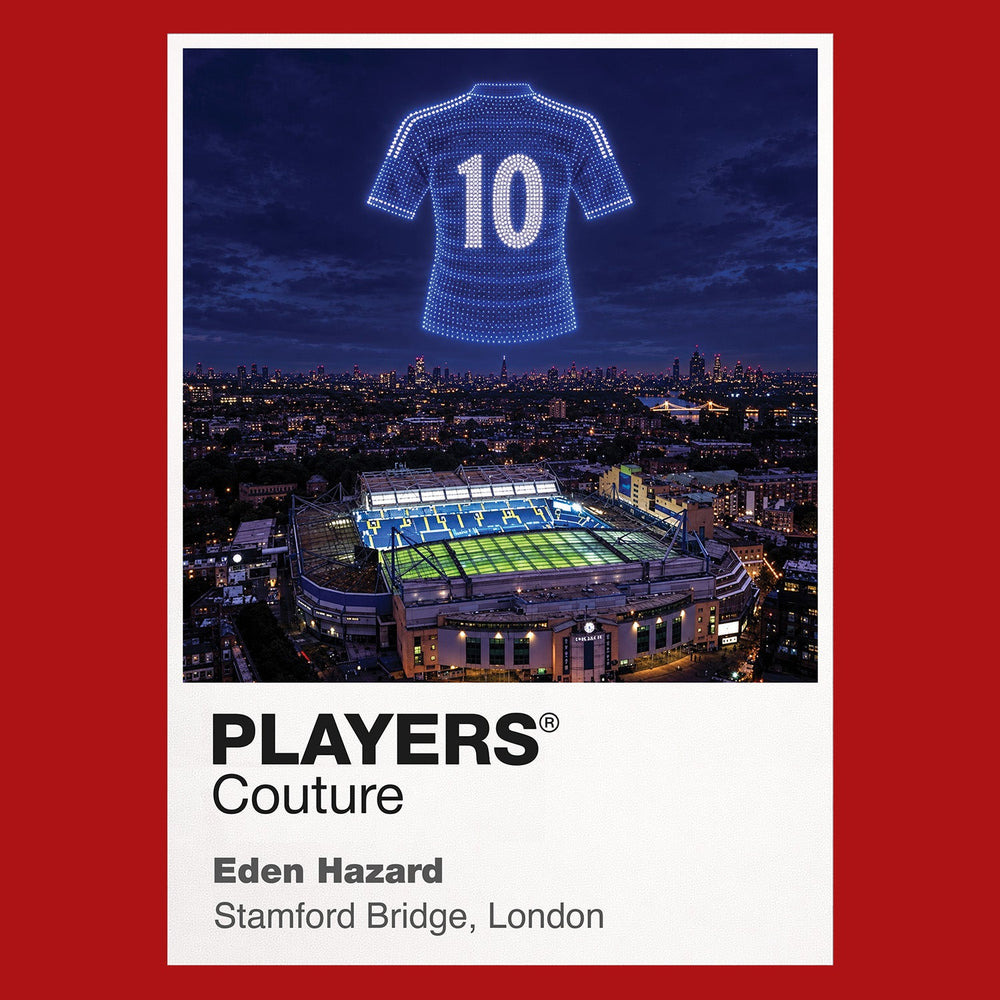 Eden Hazard Chelsea number 10 Icons in Lights Frame artwork in red