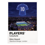 Eden Hazard Chelsea number 10 Icons in Lights Frame artwork in white