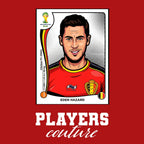Eden Hazard World Cup Sticker Men's T-Shirt – red close-up detail shot of the Eden Hazard World Cup Players Couture logo