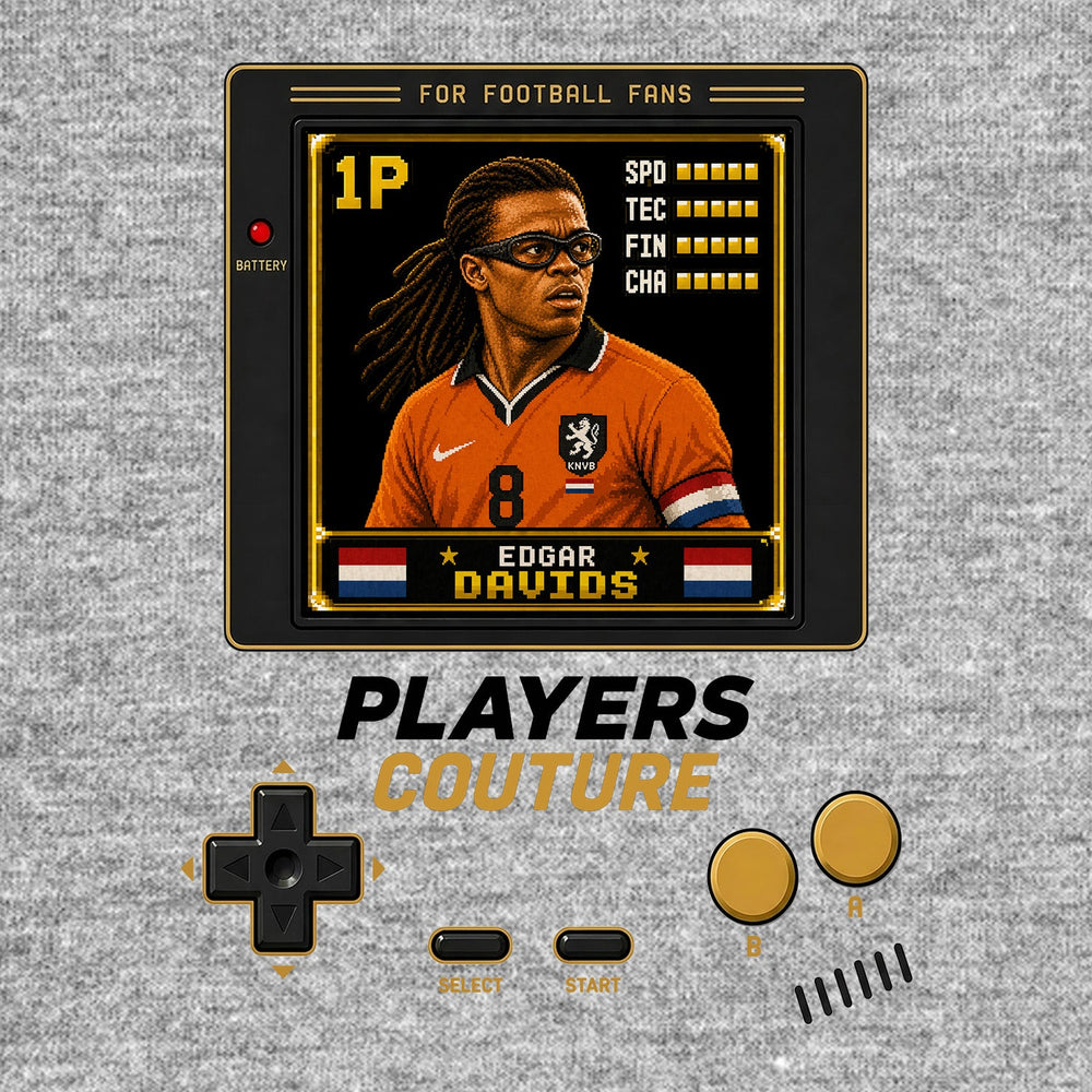 Edgar Davids 1P 8-Bit hoodie retro gaming design by Players Couture