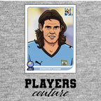 Edinson Cavani World Cup Sticker Men's T-Shirt – grey close-up detail shot of the Edinson Cavani World Cup Players Couture