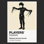 Edward Scissorhands Edward's wild black hair, leather silhouette and delicate scissor hands Icon Frame artwork in black