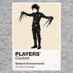 Edward Scissorhands Edward's wild black hair, leather silhouette and delicate scissor hands Icon Frame artwork in grey