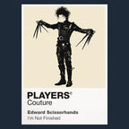 Edward Scissorhands Edward's wild black hair, leather silhouette and delicate scissor hands Icon Frame artwork in navy