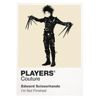 Edward Scissorhands Edward's wild black hair, leather silhouette and delicate scissor hands Icon Frame artwork on white