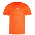 Essentials Collection t-shirt – orange men's t-shirt with black Essentials Collection letters and Players Couture logo on