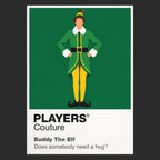 Elf Buddy's green North Pole outfit and wholehearted arrival in New York City Icon Frame artwork in black