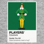 Elf Buddy's green North Pole outfit and wholehearted arrival in New York City Icon Frame artwork in grey