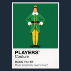Elf Buddy's green North Pole outfit and wholehearted arrival in New York City Icon Frame artwork in navy
