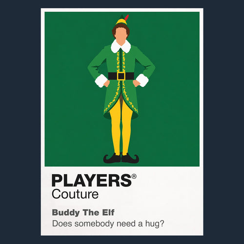 Elf Buddy's green North Pole outfit and wholehearted arrival in New York City Icon Frame artwork in navy