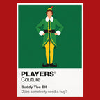 Elf Buddy's green North Pole outfit and wholehearted arrival in New York City Icon Frame artwork in red