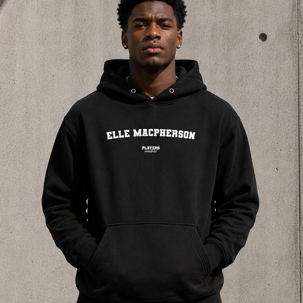 elle-macpherson name-print hoodie - black