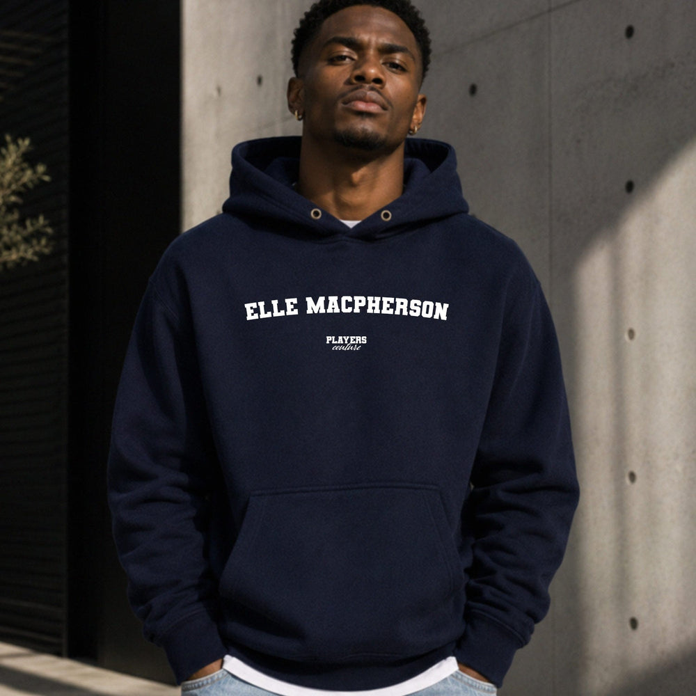 elle-macpherson name-print hoodie - navy