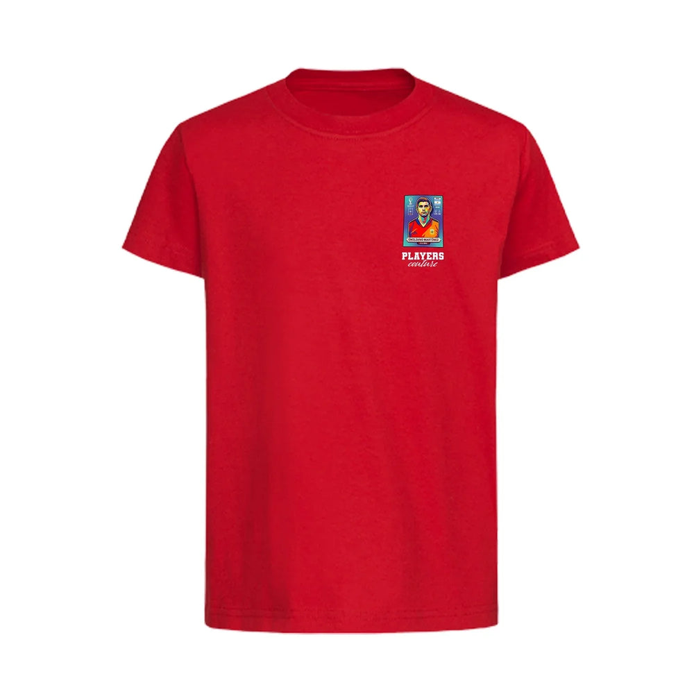 Emiliano Martinez World Cup Sticker Kids T-Shirt – emiliano martinez sticker kids red tshirt Players Couture design