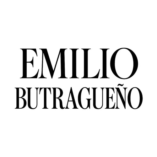 Emilio Butragueno Logo Men's Hoodie – white close-up detail shot of the Emilio Butragueno Players Couture logo design