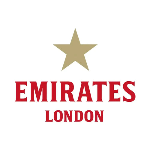 Emirates Stadium Logo Men's Hoodie – white close-up detail shot of the Emirates Stadium Players Couture logo design