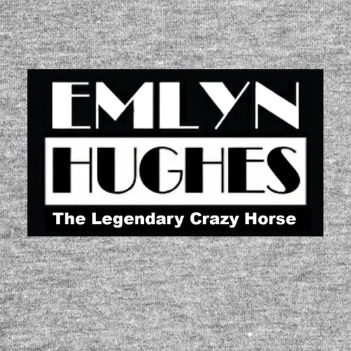 Emlyn Hughes Logo Men's Hoodie – grey close-up detail shot of the Emlyn Hughes Players Couture logo design