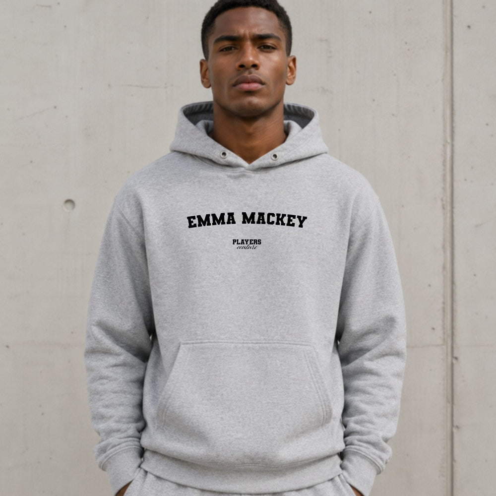 emma-mackey name-print hoodie - grey