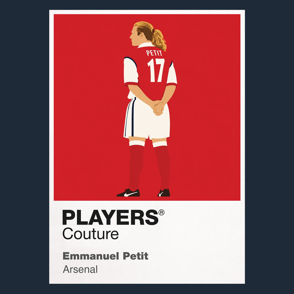 Emmanuel Petit Arsenal Icon Frame Men's Hoodie — Navy Artwork
