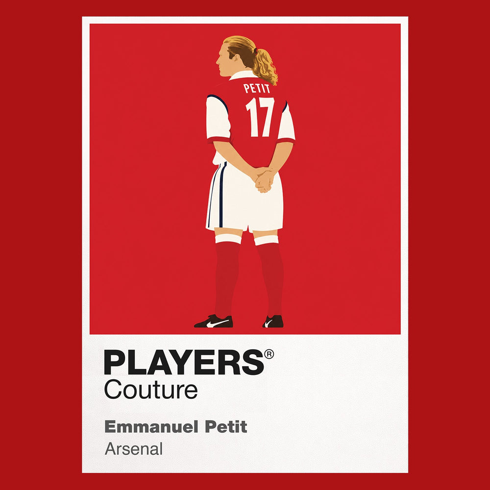 Emmanuel Petit Arsenal Icon Frame Men's Hoodie — Red Artwork
