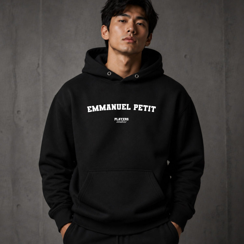 emmanuel-petit name-print hoodie - black