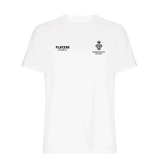 Emmanuel Petit t-shirt – white men's t-shirt featuring the Emmanuel Petit Players Couture logo