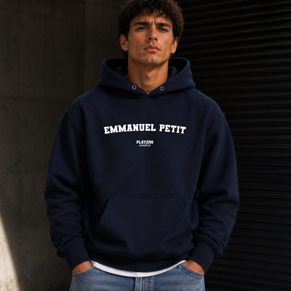 emmanuel-petit name-print hoodie - navy