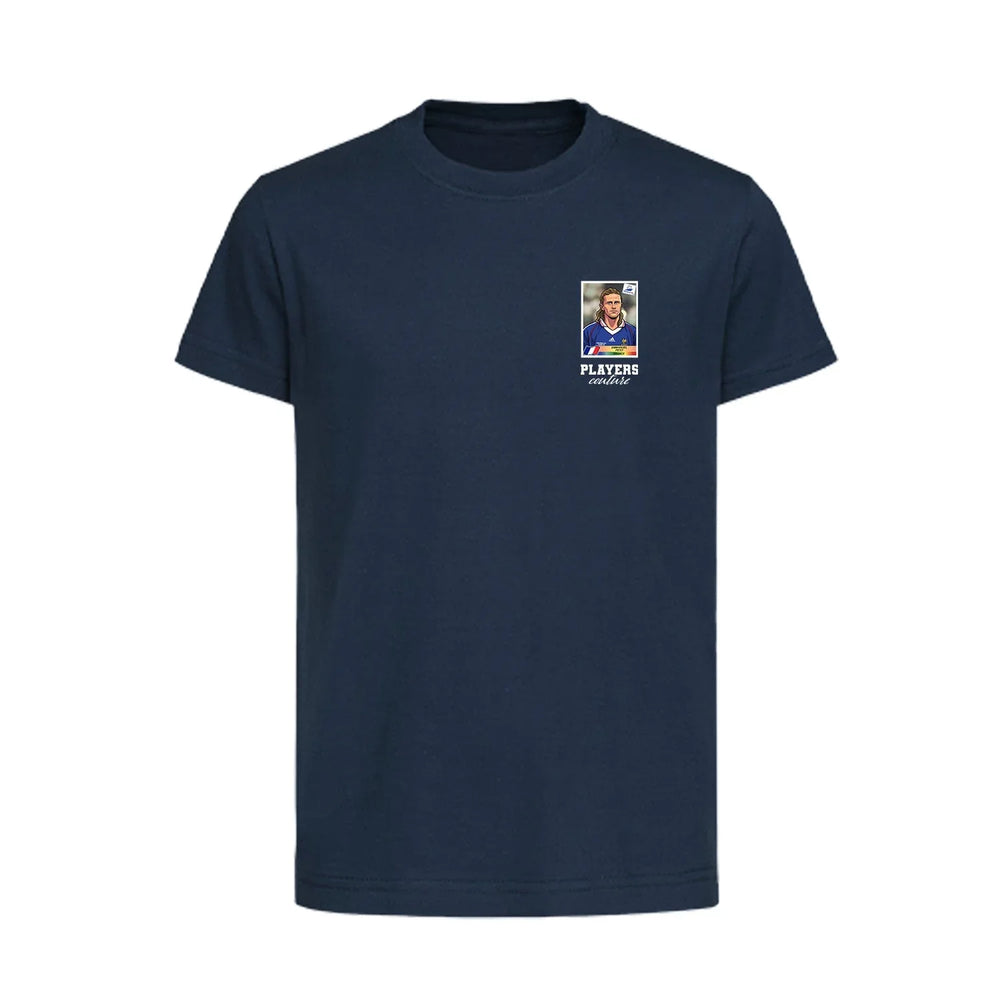 Emmanuel Petit World Cup Sticker Kids T-Shirt – emmanuel petit sticker kids navy tshirt Players Couture design