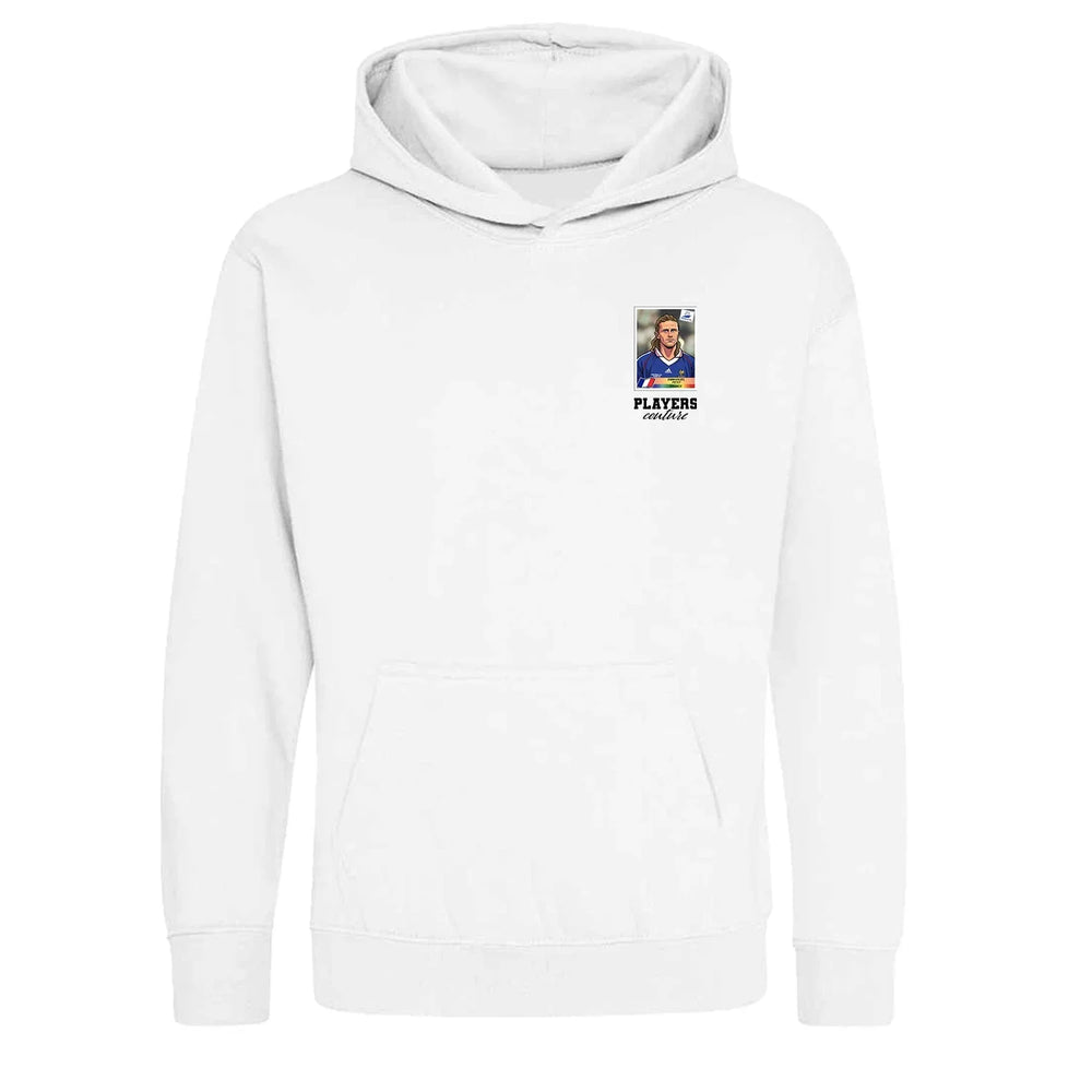 Emmanuel Petit World Cup Sticker Kids Hoodie – emmanuel petit sticker kids white hoodie Players Couture design
