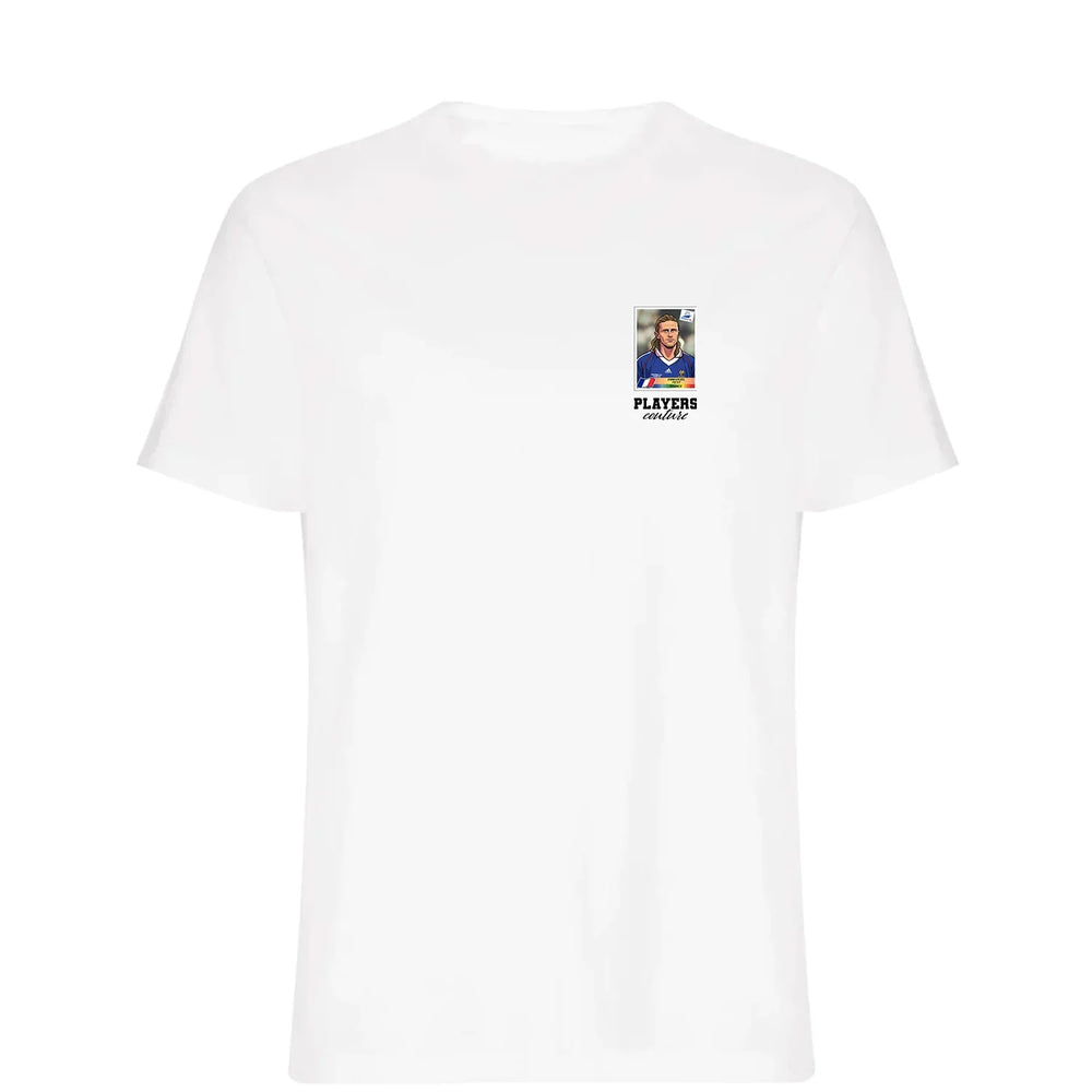 Emmanuel Petit World Cup t-shirt – white men's t-shirt featuring the Emmanuel Petit World Cup Players Couture logo