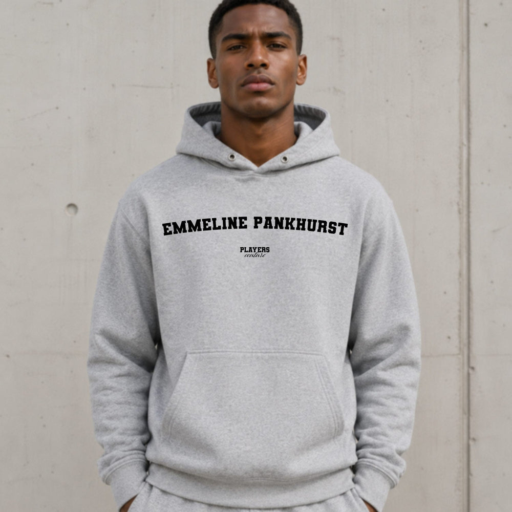 emmeline-pankhurst name-print hoodie - grey