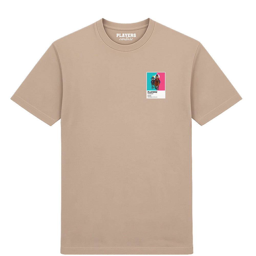 Enable horse racing T-shirt – mens desert sand tshirt view