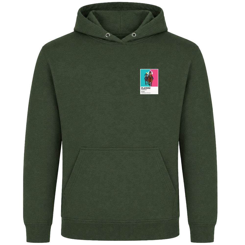 Enable horse racing hoodie – mens earthy green hoodie view
