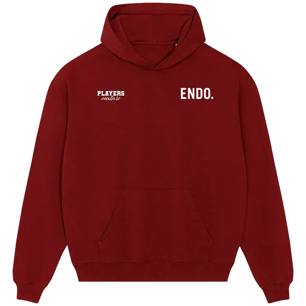 Wataru Endo hoodie – red men's hoodie featuring the Wataru Endo Players Couture logo