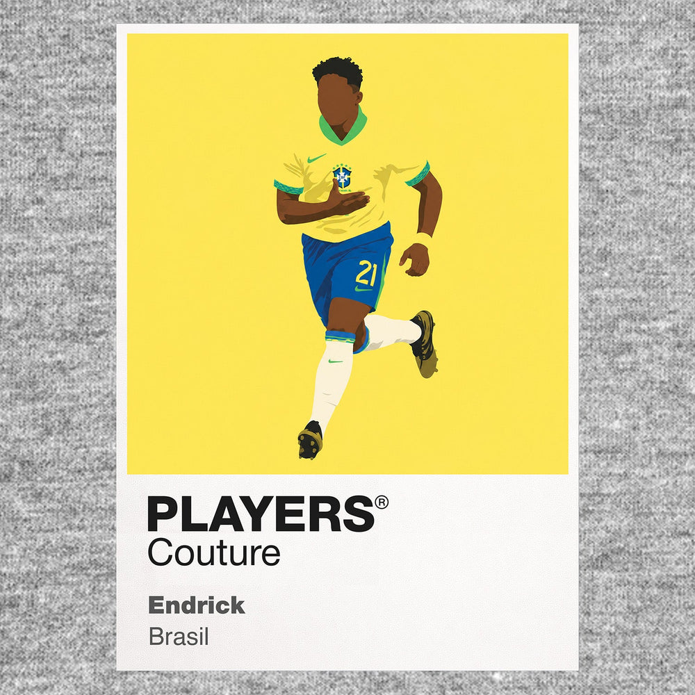 Endrick Brazil Icon Frame Kids T-Shirt — Gray Artwork