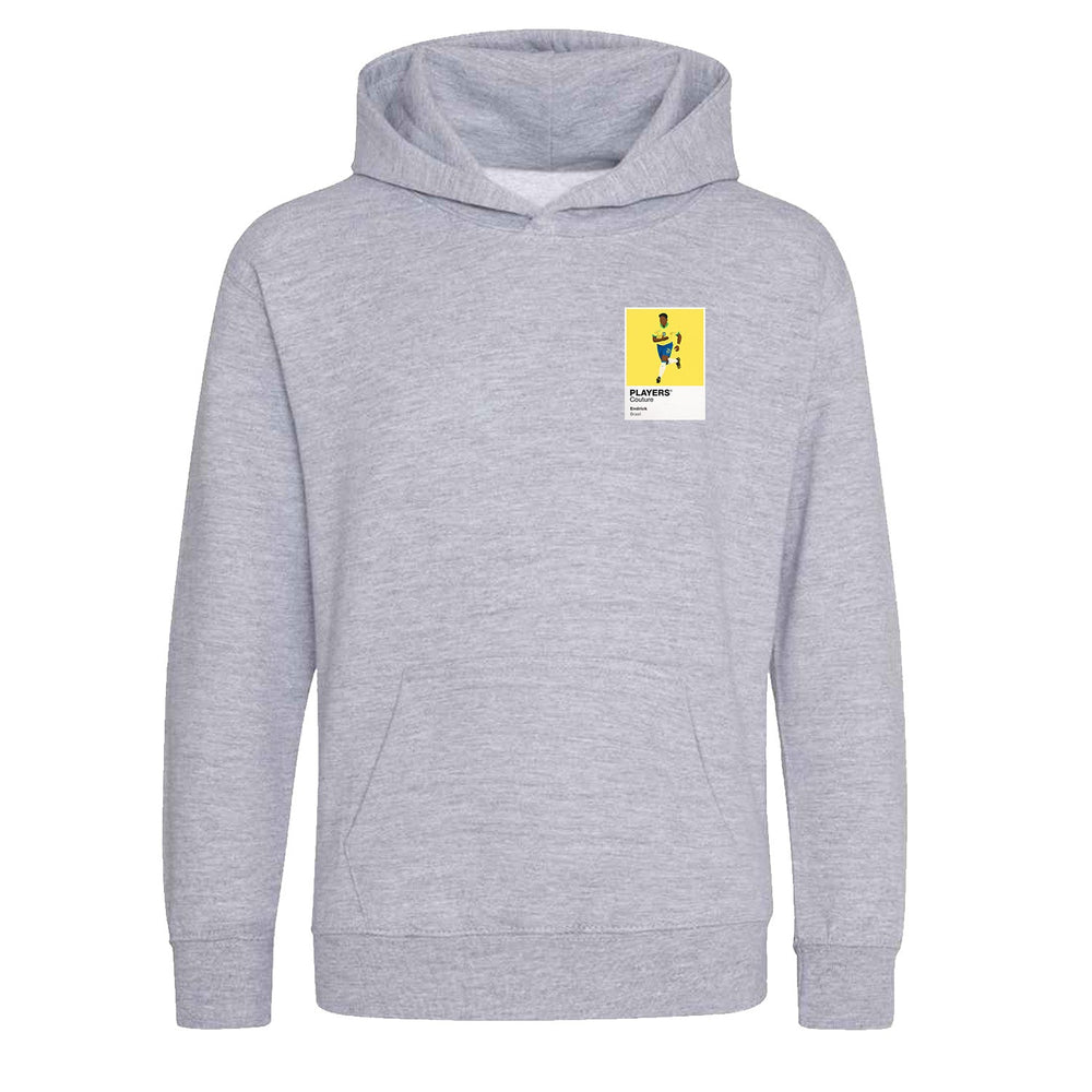 Endrick Brazil Icon Frame Kids Hoodie — Gray