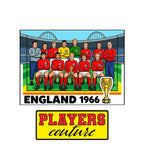 England 1966 Team World Cup Sticker Men's T-Shirt – close-up detail shot of the England 1966 Team World Cup Players Couture