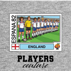 England 1982 Team World Cup Sticker Men's T-Shirt – grey close-up detail shot of the England 1982 Team World Cup Players