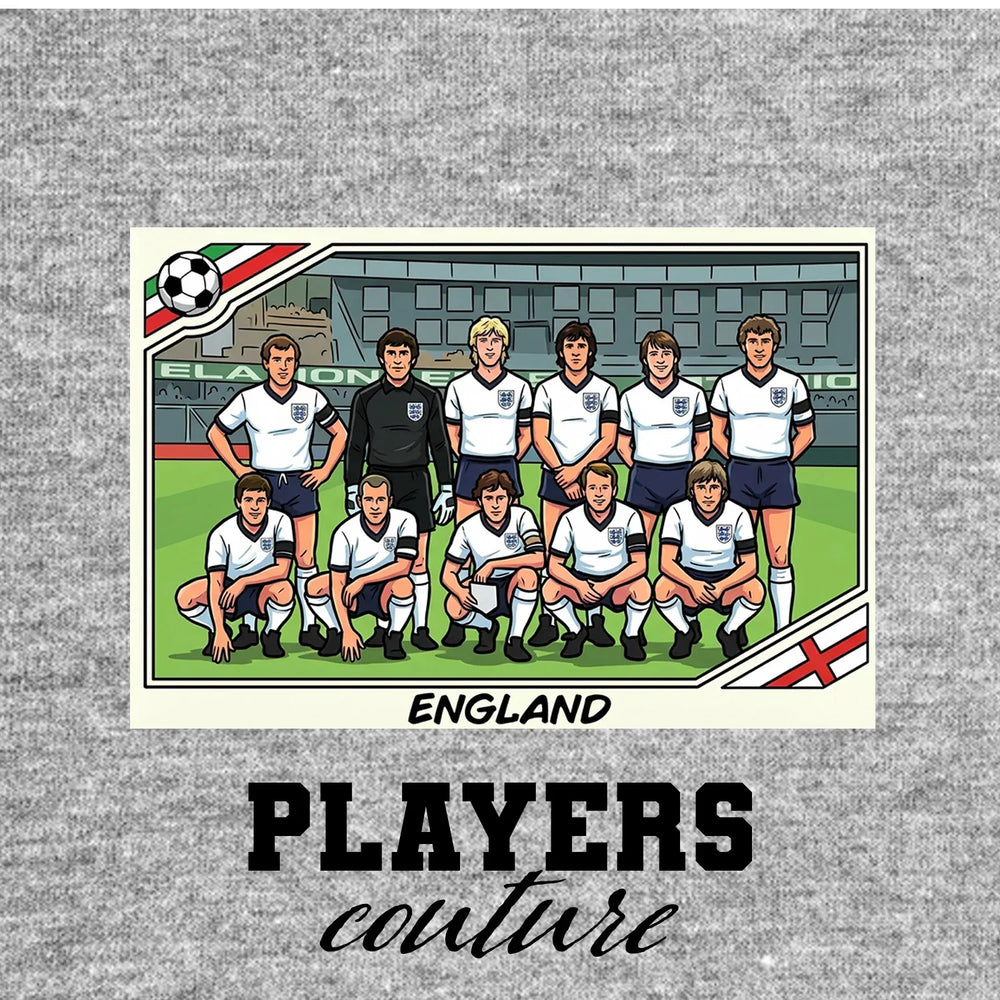 England 1986 Team World Cup Sticker Men's T-Shirt – grey close-up detail shot of the England 1986 Team World Cup Players
