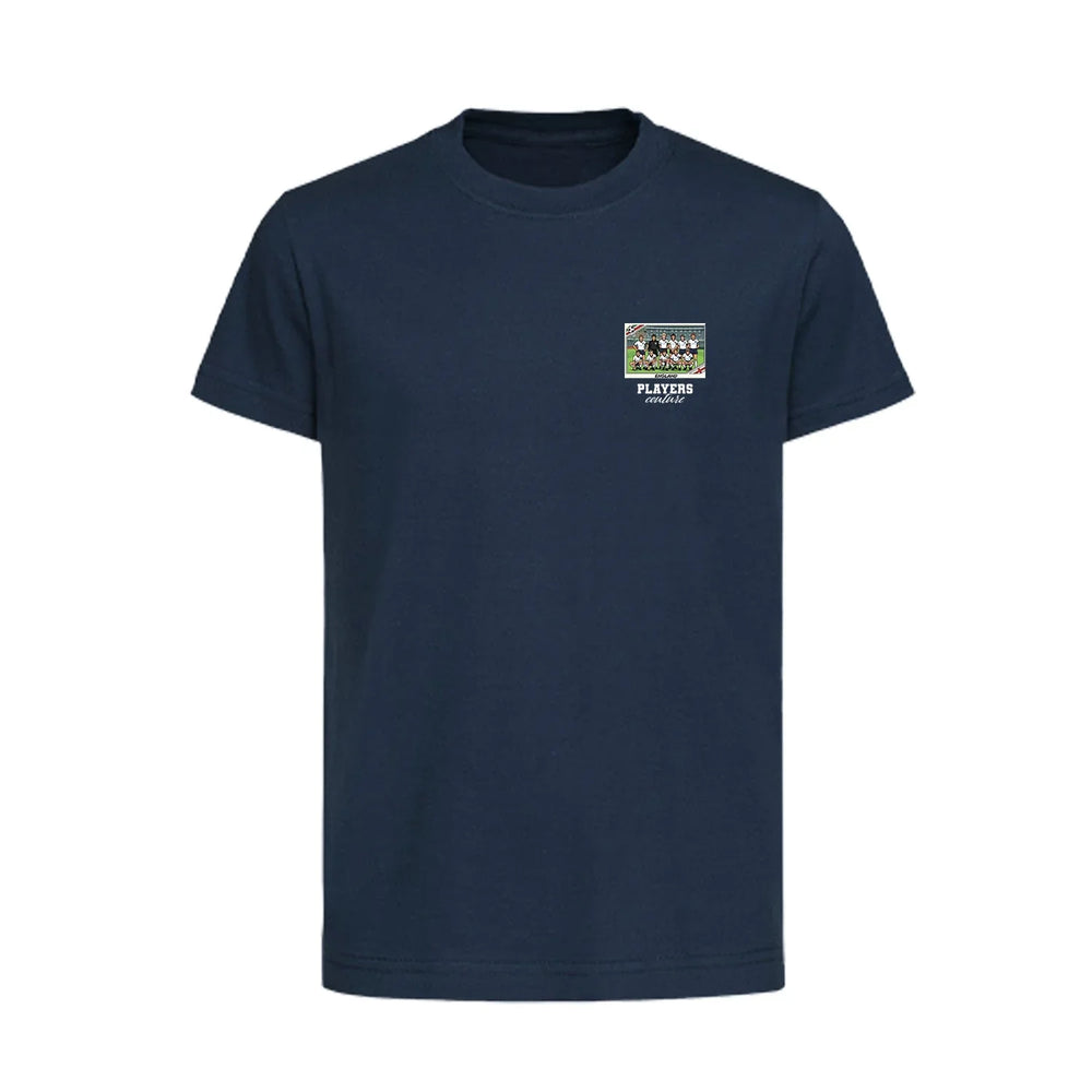 England World Cup Sticker Kids T-Shirt – england 1986 team sticker kids navy tshirt Players Couture design
