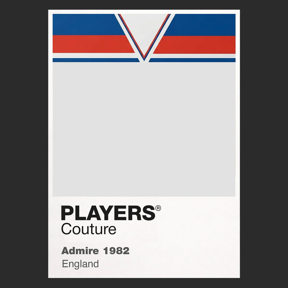 England 1982 Classic Football Shirt Team Colours Frame Men's T-Shirt – black close-up detail shot of the England 1982