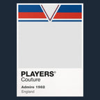 England 1982 Classic Football Shirt Team Colours Frame Men's T-Shirt – navy close-up detail shot of the England 1982 Players