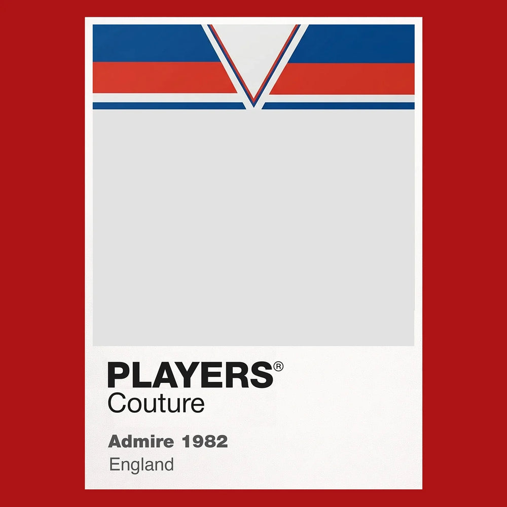 England 1982 Classic Football Shirt Team Colours Frame Men's T-Shirt – red close-up detail shot of the England 1982 Players