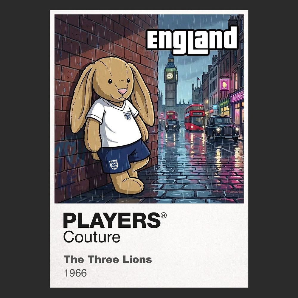 England Football Cool Bunny Kids T-Shirt – England football cool bunny artwork close-up on Black – Players Couture