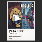 England Football Cool Bunny Men's Hoodie – England football cool bunny artwork close-up on Black – Players Couture