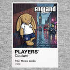 England Football Cool Bunny Kids T-Shirt – England football cool bunny artwork close-up on Gray – Players Couture