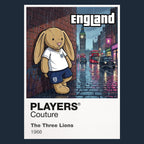 England Football Cool Bunny Kids Hoodie – England football cool bunny artwork close-up on Navy – Players Couture