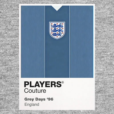 England Grey 96 Classic Football Shirt Colours Frame - Icon Design