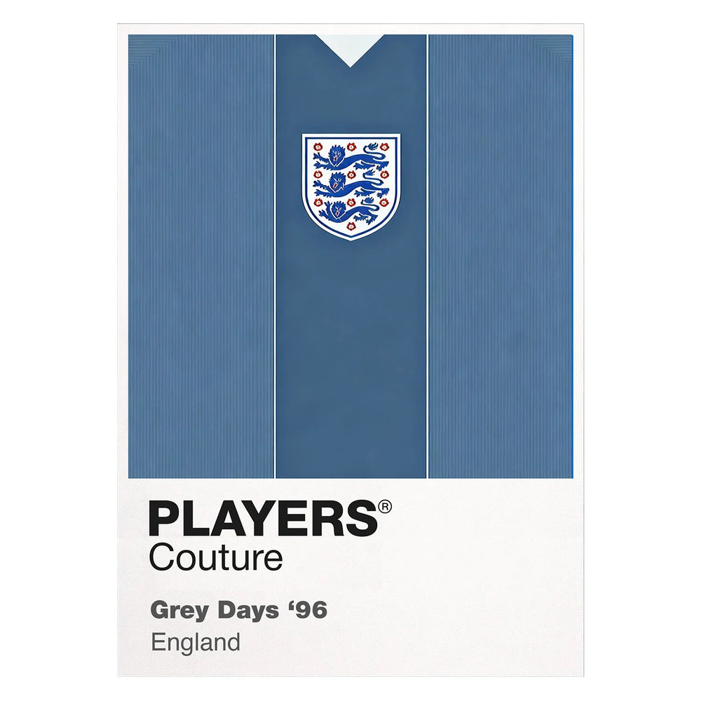 England 1996 Grey Classic Football Shirt Team Colours Frame Men's T-Shirt – white close-up detail shot of the England