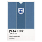 England 1996 Grey Classic Football Shirt Team Colours Frame Men's T-Shirt – white close-up detail shot of the England